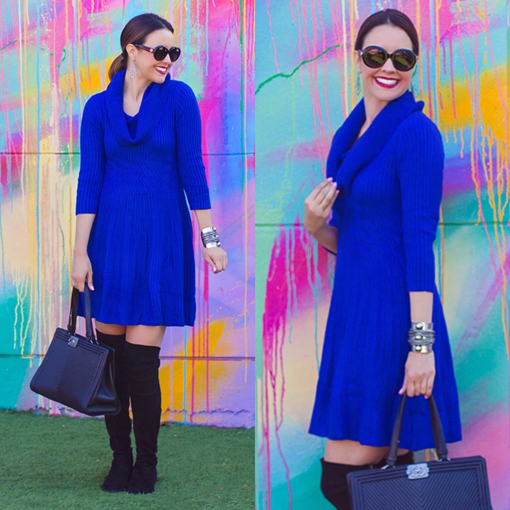 Eliza J Cowl Neck Sweater Dress